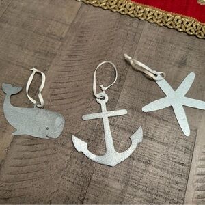 Bundle of 3 Nautical Ornaments. Tin.